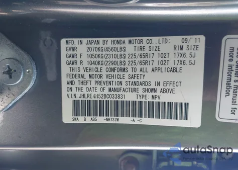 2011 Honda Cr-V Ex z USA, uszkodzony, nr VIN JHLRE4H52BC033831